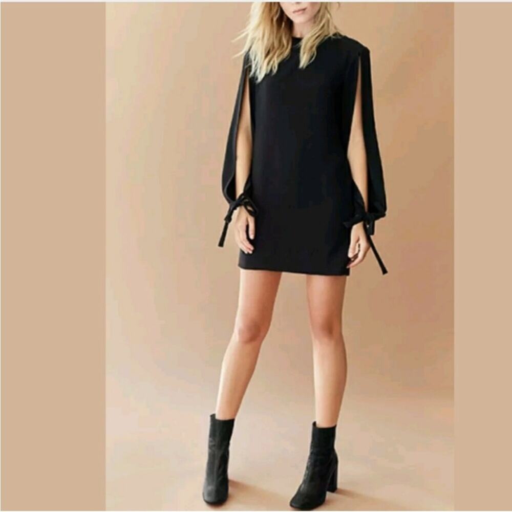 Haney Black Shift Dress with Cut Out Sleeves
